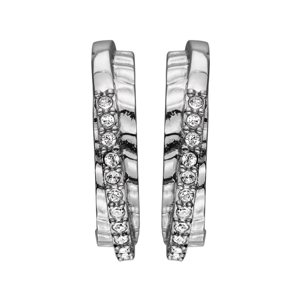 Dyrberg/Kern Lyra Swarovski crystal hammered open hoop earrings
